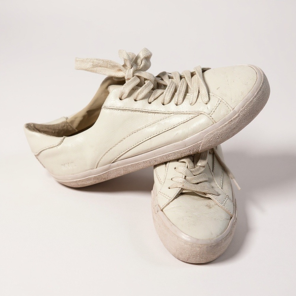 Madewell Womens Leather Sneakers L3243 Off‎ White Lace Up Casual Shoes W8